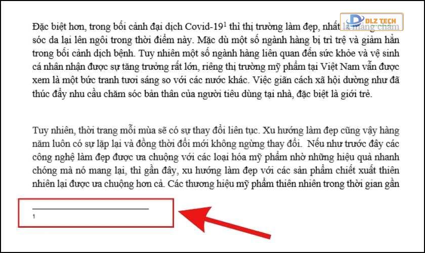 Đưa con trỏ chuột xuống cuối trang để nhập chú thích