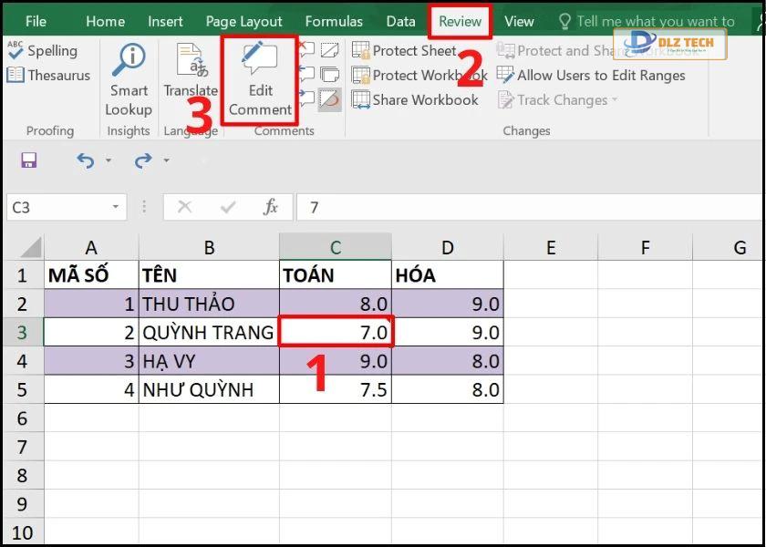 chỉnh sửa comment