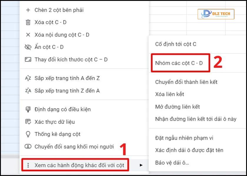gộp hàng, cột trong google sheets