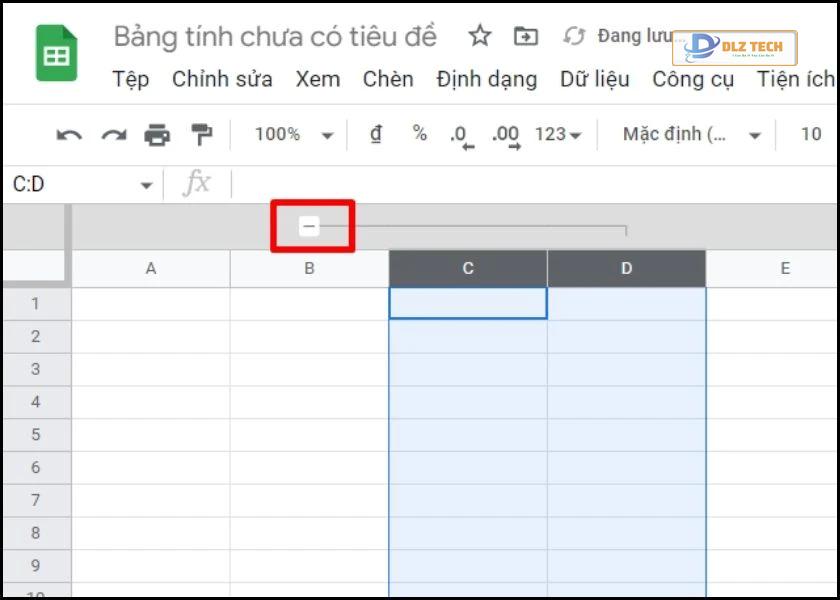 nhấn vào dấu trừ để ẩn đi các cột đã gộp trong google sheets
