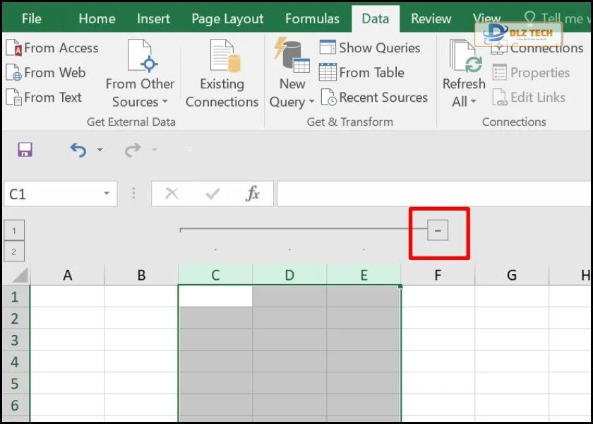 cách ẩn cột đã nhóm trong excel