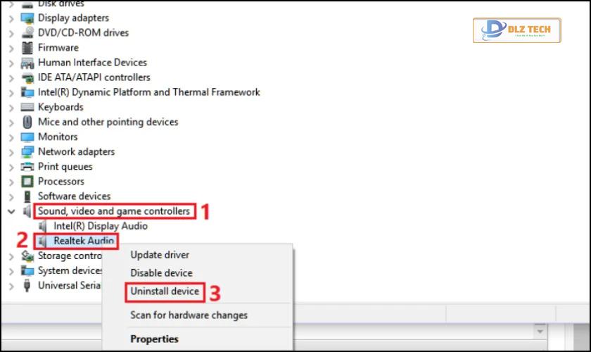 Chọn Uninstall device