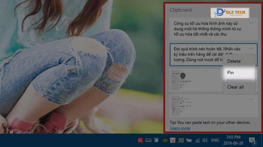 Cách ghim nội dung Clipboard
