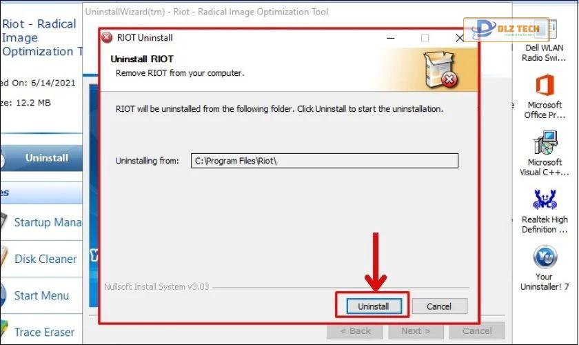 Click vào Uninstall để gỡ bỏ ứng dụng trên laptop