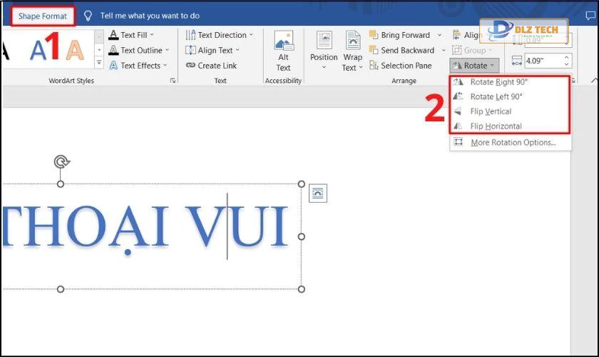 cách xoay ngang chữ trong word