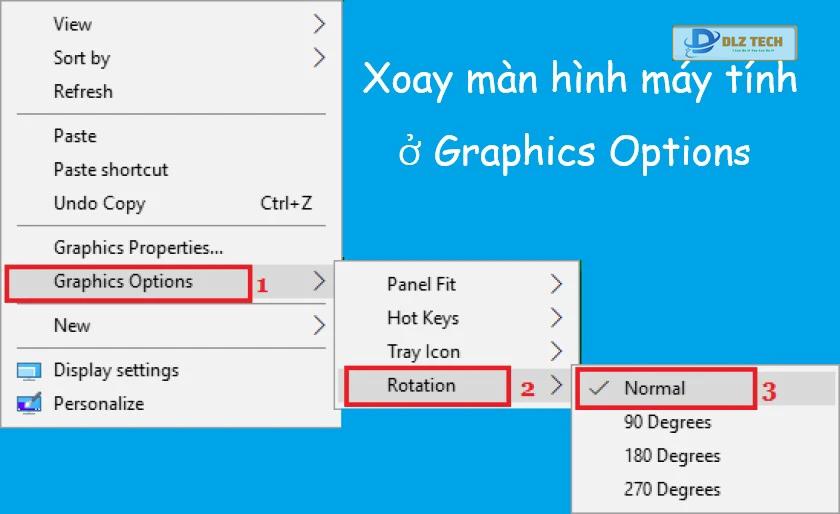 Cách xoay màn hình máy tính qua Graphics Options