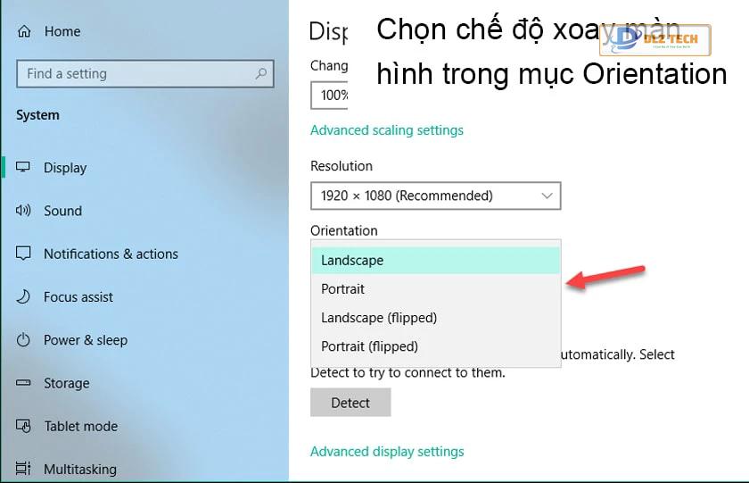 Chọn Orientation