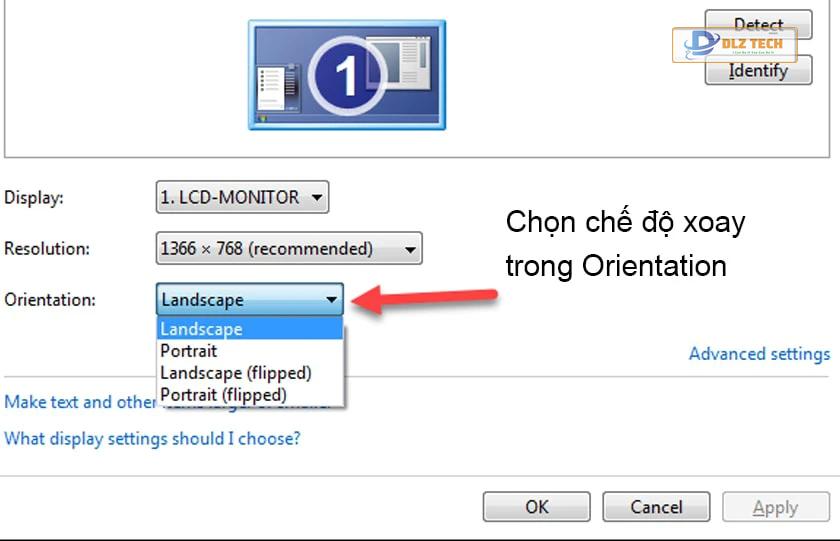 Chọn Orientation