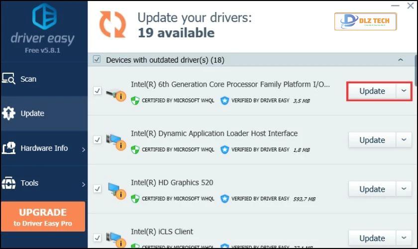Cập nhật webcam bằng Driver Easy