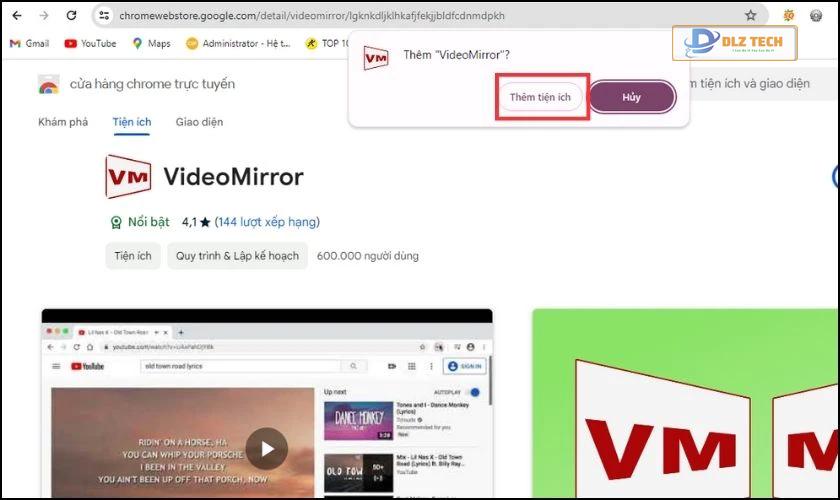 Thêm tiện ích Video mirror vào trình duyệt