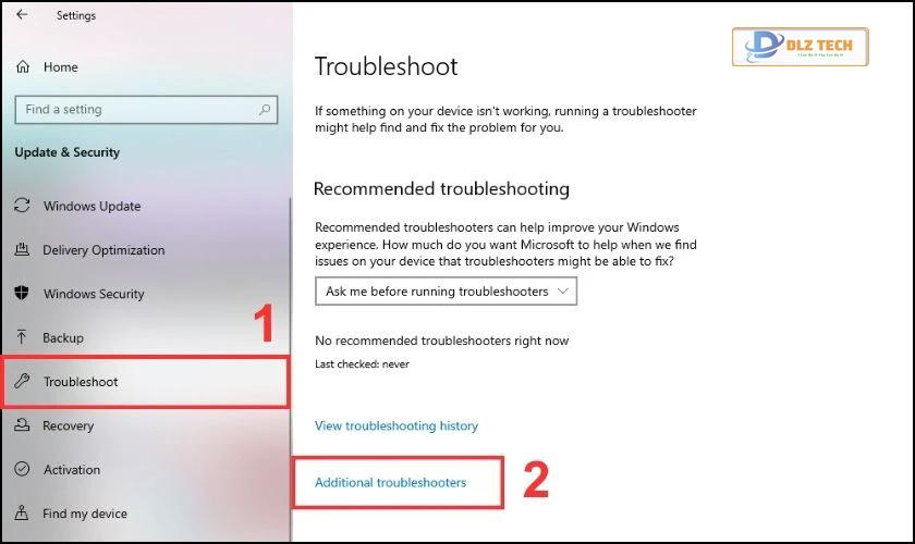 Chọn Additional Troubleshooter