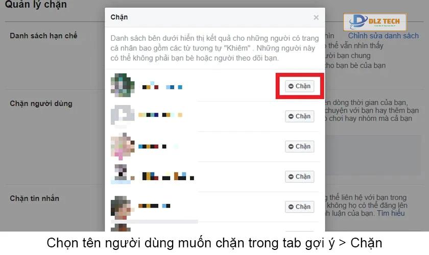 Chặn bạn bè trên facebook bằng trang web