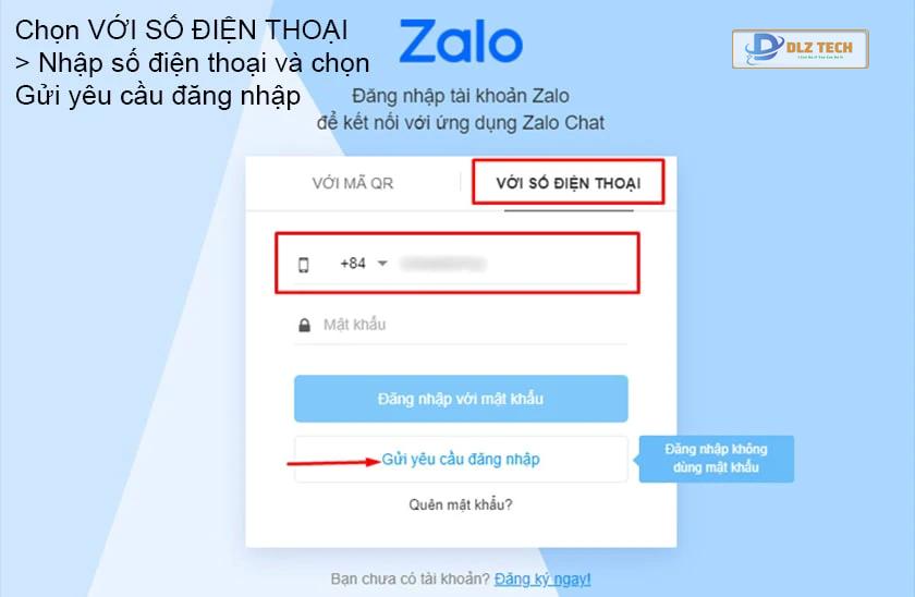 Đăng nhập bằng cách gửi tin nhắn yêu cầu