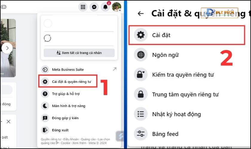 Nhấn vào mục Cài đặt tại Cài đặt và quyền riêng tư