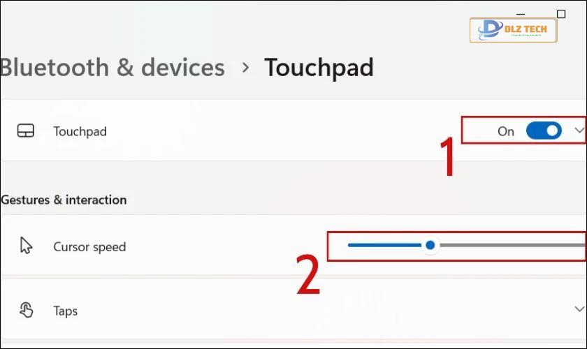 Điều chỉnh độ nhạy Touchpad