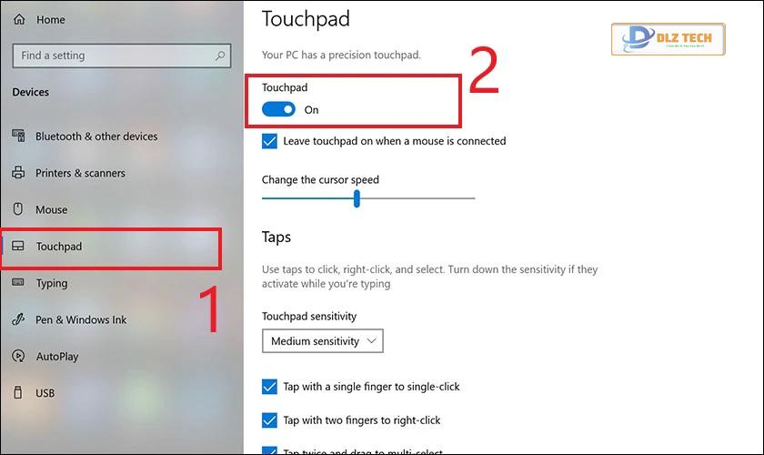Mở chuột laptop bị khóa bằng Windows Settings
