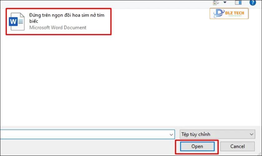 Nhấn vào mục Chọn các tệp để mở tệp muốn chuyển từ Word sang file Excel