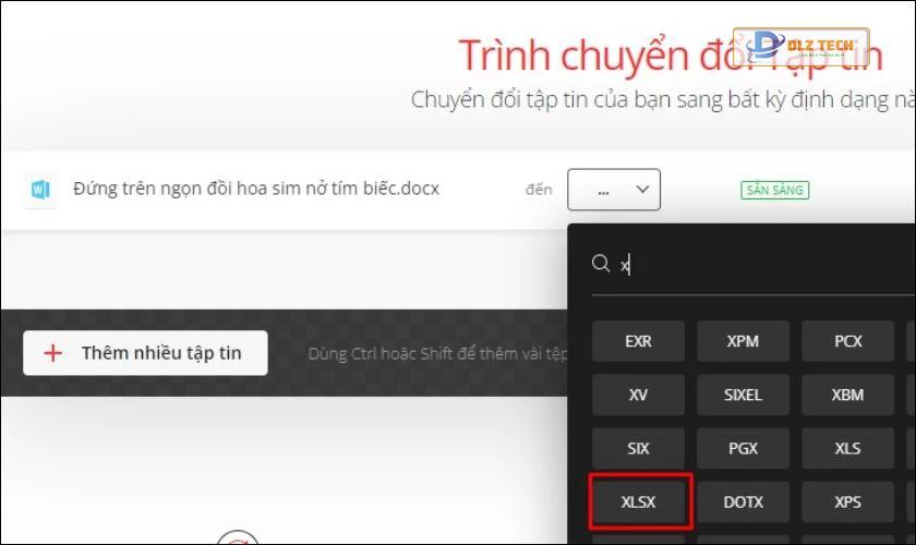 Chọn định dạng muốn đổi