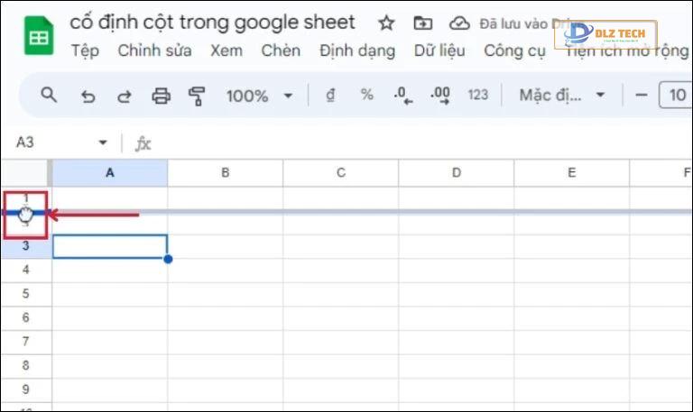 Kéo xuống hàng bạn muốn cố định