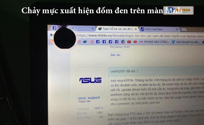 Màn hình laptop bị chảy mực
