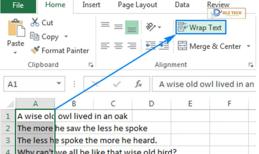 Sử dụng Wrap Text để xuống dòng tự động