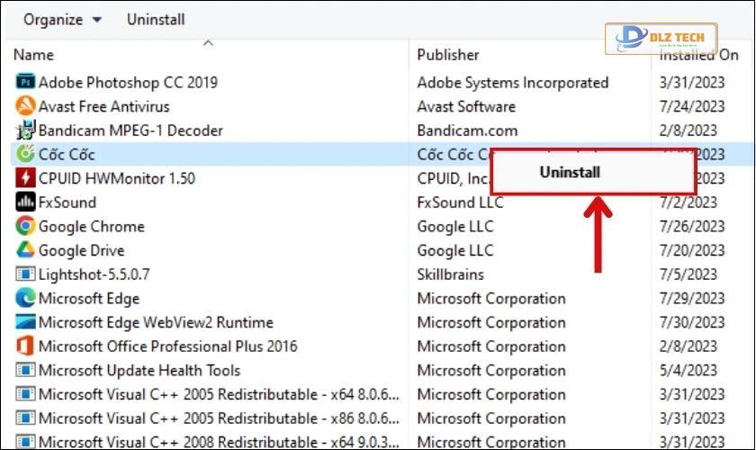 Cuối cùng nhấn Uninstall để xóa ứng dụng trên máy tính