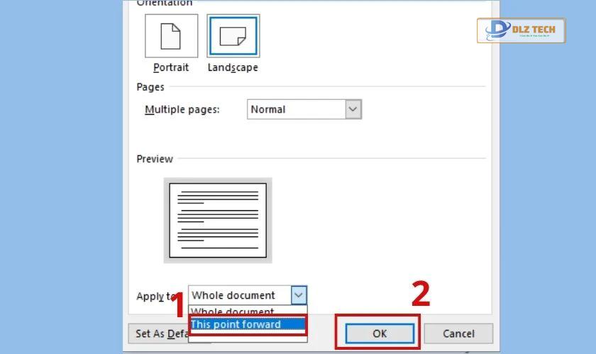 chọn this point forward và nhấn ok