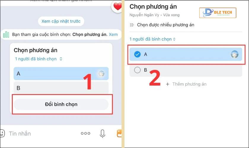 Nhấn Đổi lựa chọn
