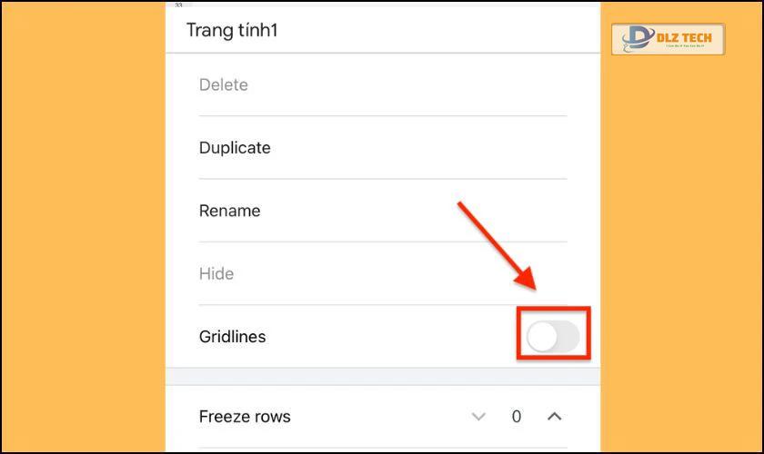 Gạt bỏ tích Gridlines