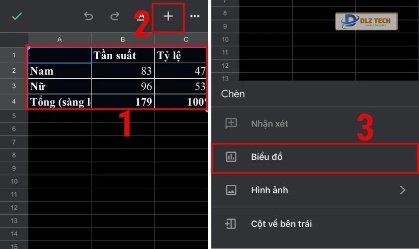 Cách tạo biểu đồ trong Excel bằng điện thoại
