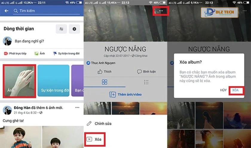 cách xóa album ảnh trên facebook