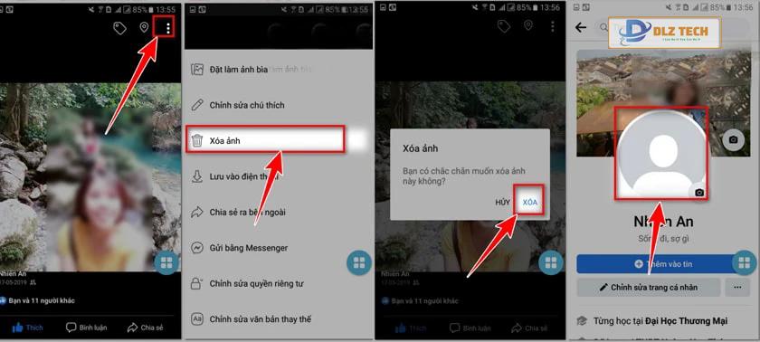 Cách xóa ảnh đại diện facebook trên điện thoại