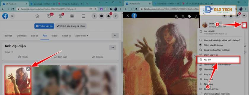 Cách xóa ảnh đại diện Facebook trên máy tính