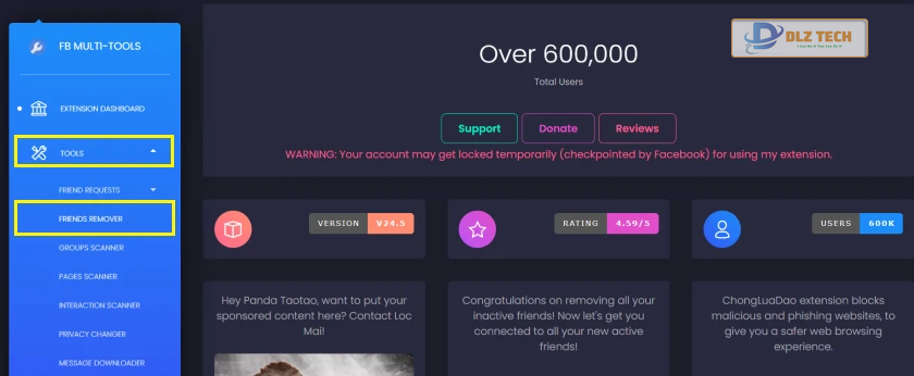 Cách unfriend Facebook hàng loạt bằng tiện ích Multiple Tools for Facebook