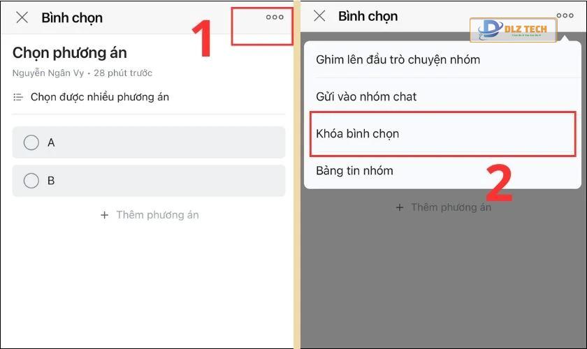 Khóa bình chọn trên Zalo