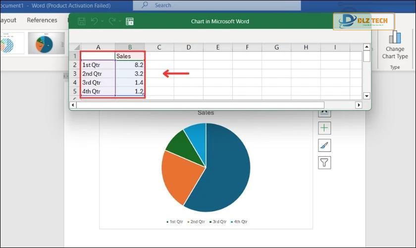 Nhập dữ liệu liên quan vào bảng Excel hiện phía trên