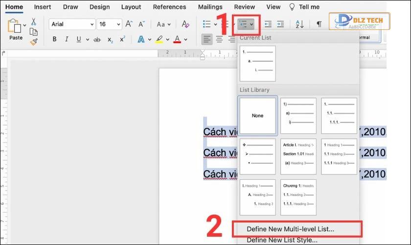 Hướng dẫn sử dụng định dạng đa cấp