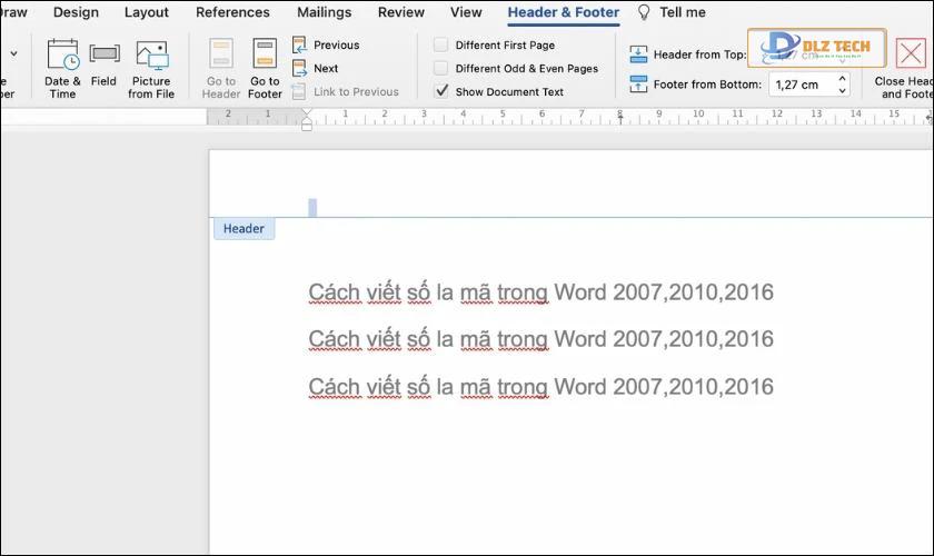 Cách đánh số trang la mã trong Word 2010, 2016