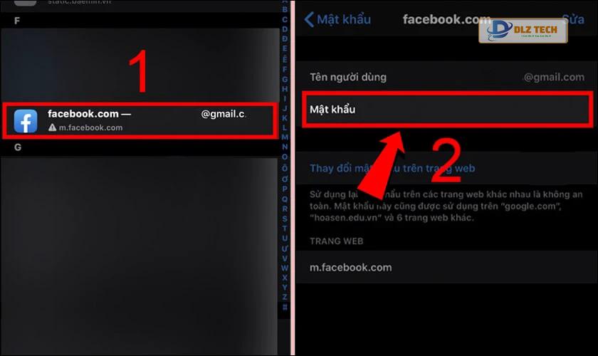 Chọn tài khoản Facebook
