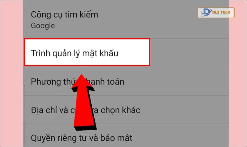 Chọn Trình quản lý mật khẩu