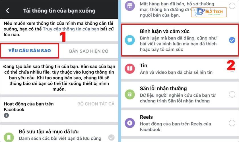 Chọn Yêu cầu bản sao