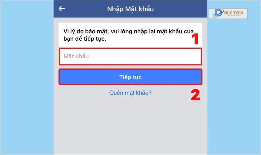 Nhập mật khẩu Facebook