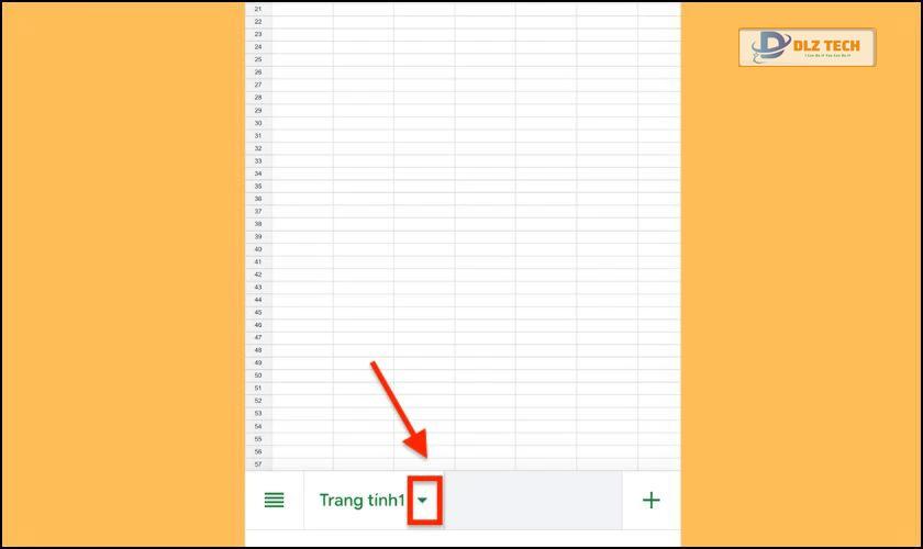 Chọn dấu mũi tên tại Sheet