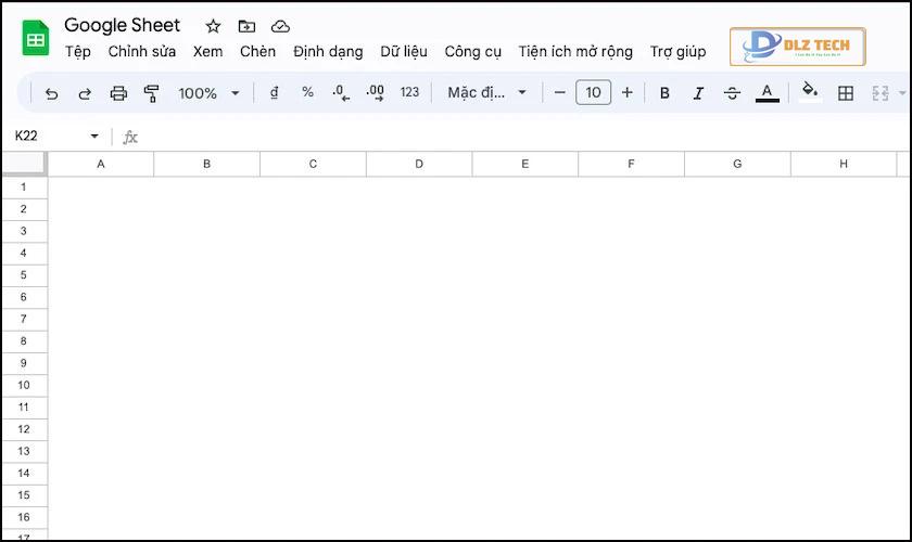 Kết quả xóa dòng kẻ trong Google Sheet