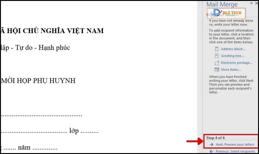 Xem trước các bức thư