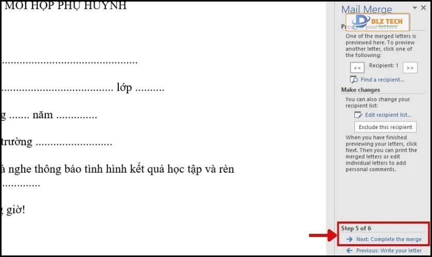 Hoàn tất trộn thư