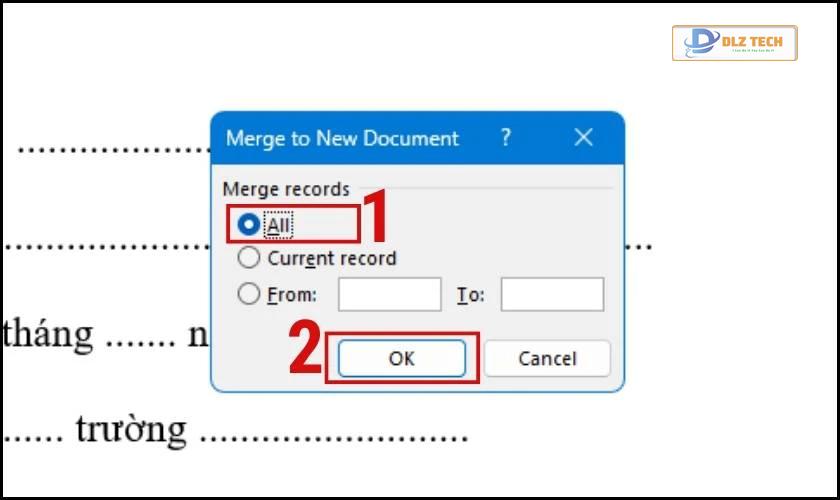 Hoàn tất xem lại kết quả trộn thư