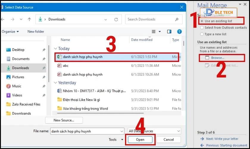 Sử dụng danh sách từ file Excel
