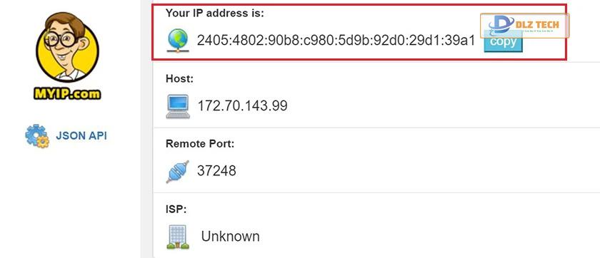 Check kiểm tra IP qua website MyIP.com