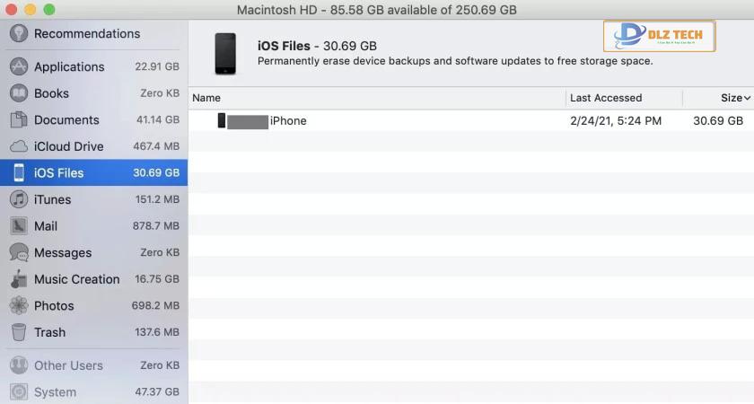 Xóa file iOS cũ trên Macbook Air / Pro